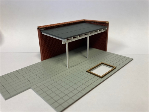 Hobbytrade 87293 Carport with Driveway Red Stone. H0